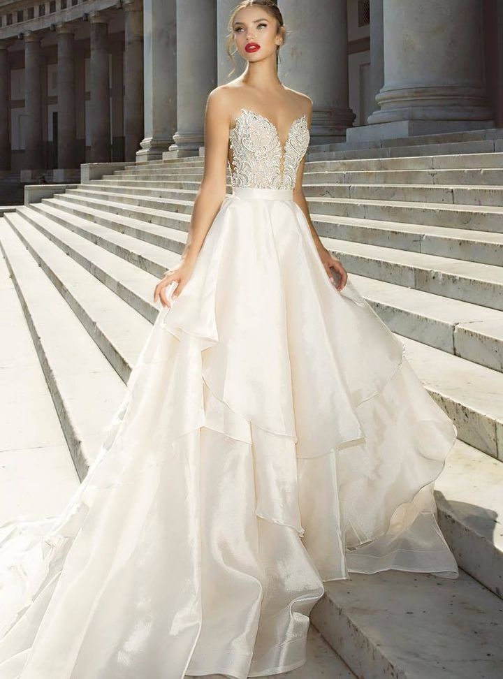 VZJ 43 Prenses Kesim Straplez Modern Gelinlik