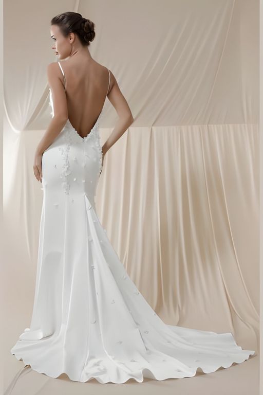 80010 Balık Kesim Sırt Dekolteli Romantik Gelinlik 2