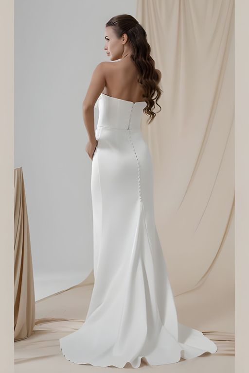 80015 Balık Kesim Straplez Romantik Gelinlik 2