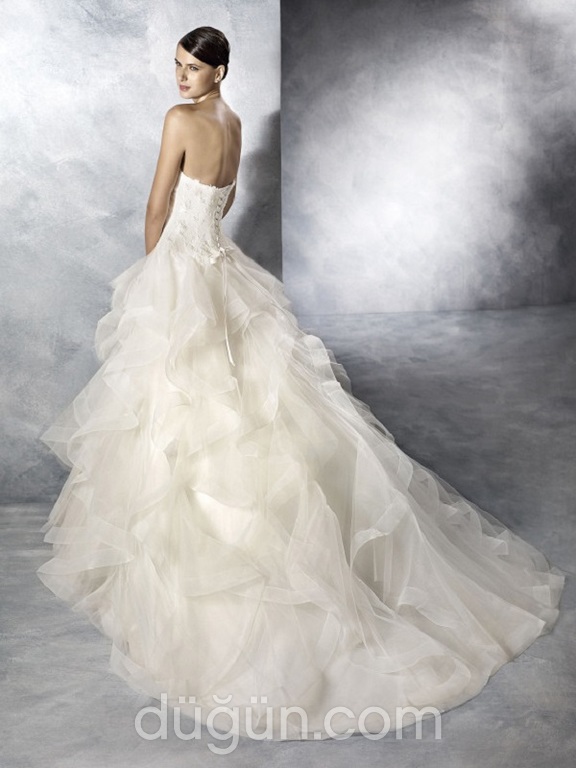 Dantelle- PR White One Jalaila Prenses Kesim Straplez Sırt Dekolteli Gelinlik 2