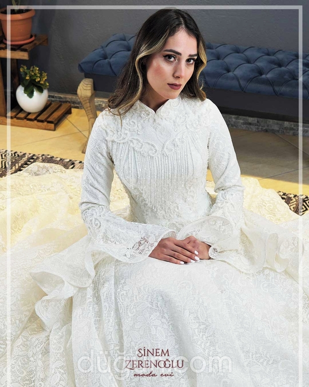 Sinem Zerenoğlu Moda Evi 15 Prenses kesim Hakim yaka Romantik gelinlik - 1