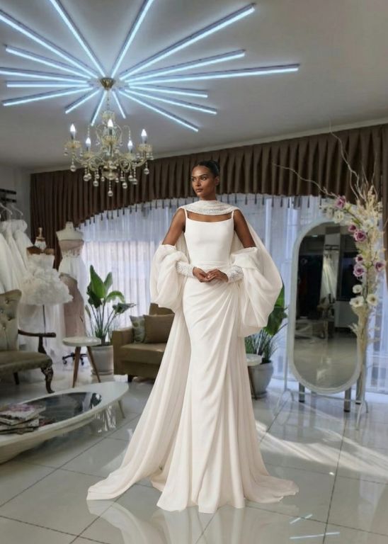 EEGA-4-26 Balık Kesim Straplez Göğüs Dekolteli Gelinlik 2