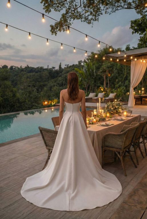 EEGA-333-25 A Kesim Straplez Göğüs Dekolteli Gelinlik 3