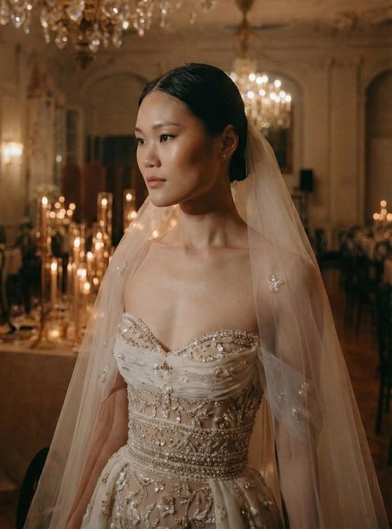 EEGA-323-25 Prenses Kesim Vintage Düşük Omuz Gelinlik 4