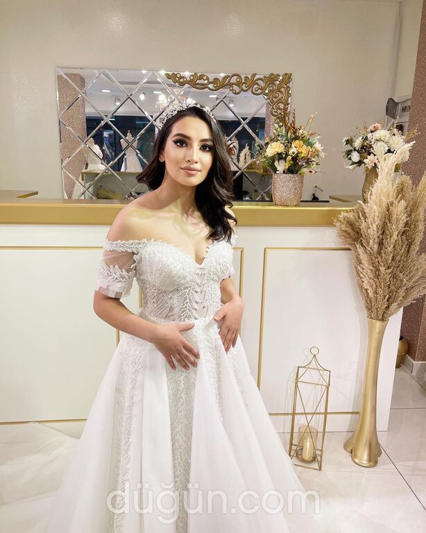 ALY 18 A kesim Düşük omuz Romantik gelinlik - 2