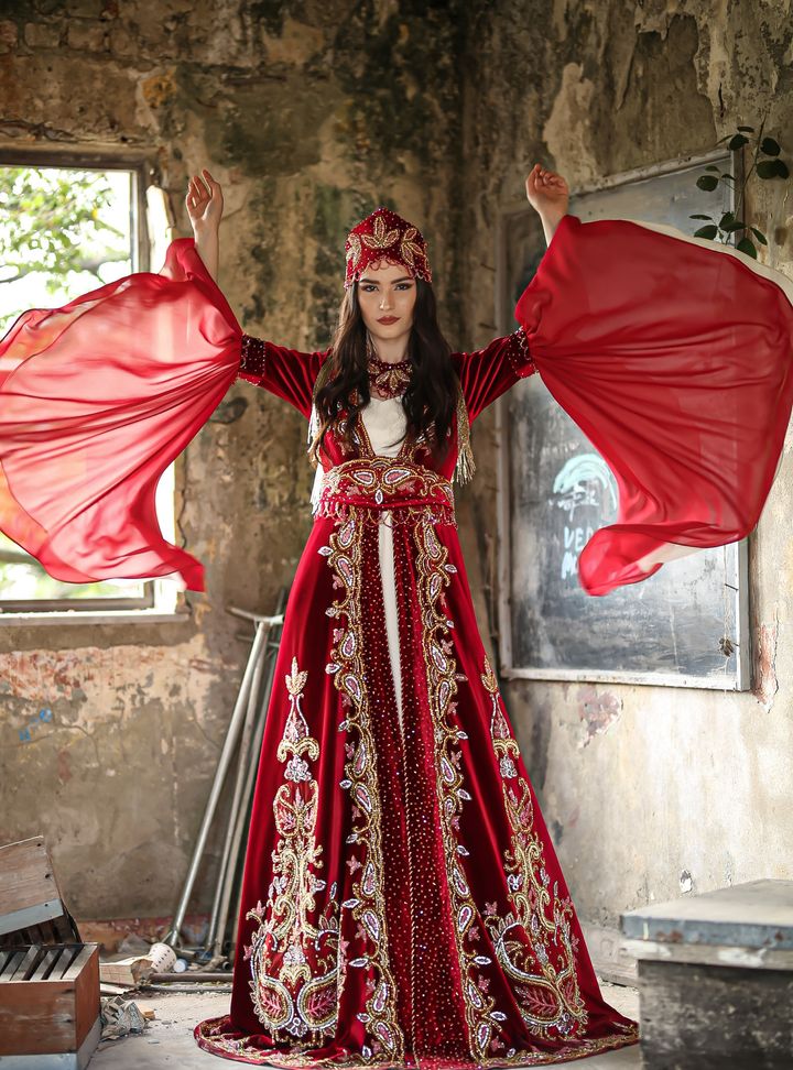 İspanyol Kol Düz Kesim Kına Elbisesi