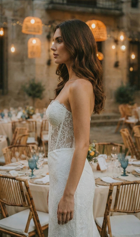 LMEBŞK-33289-25 Balık Kesim Straplez Tarlatansız Gelinlik 3