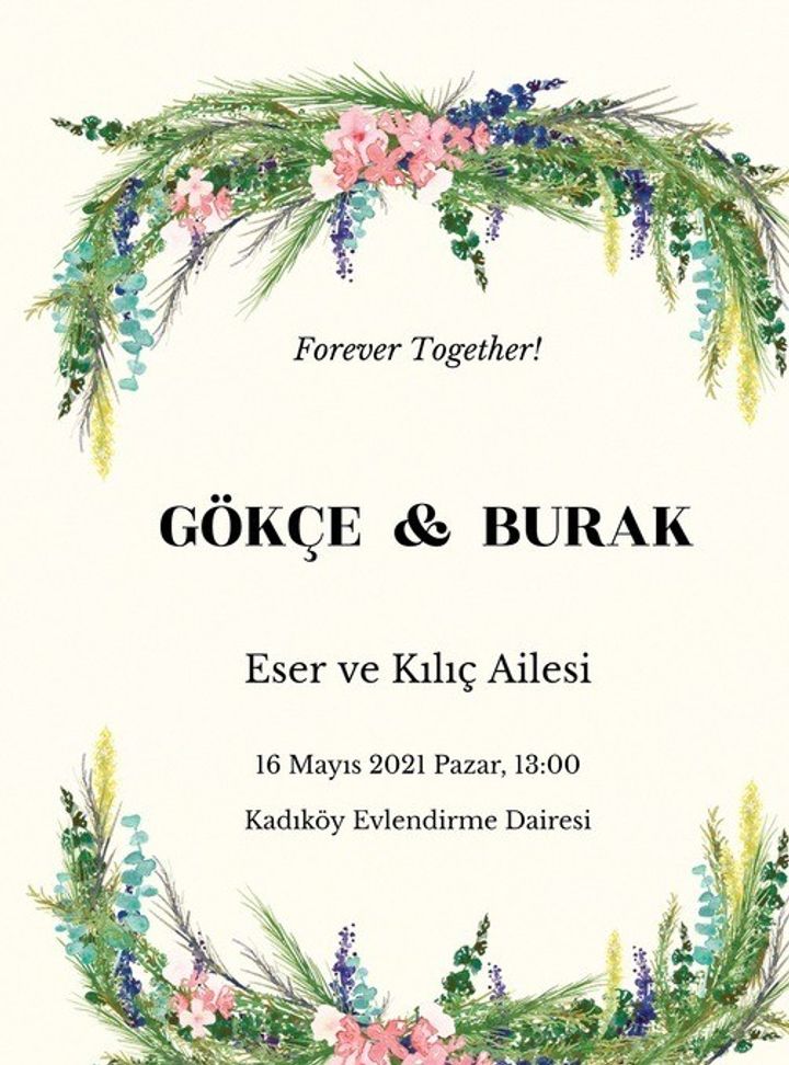 Bahar Temalı Çiçekli Davetiye