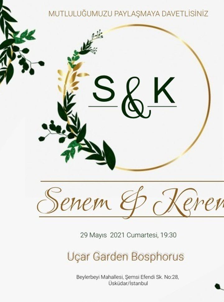 Yeşil ve Gold Detaylı Sade Davetiye