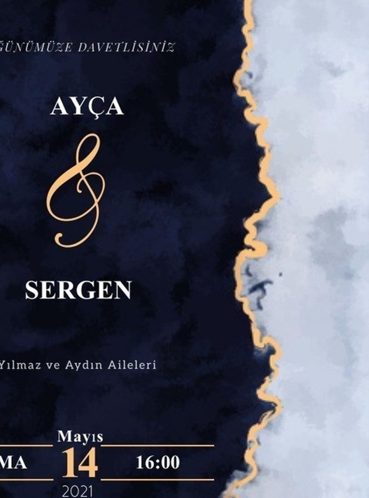 Koyu Fon Üzerine Altın Varaklı Davetiye