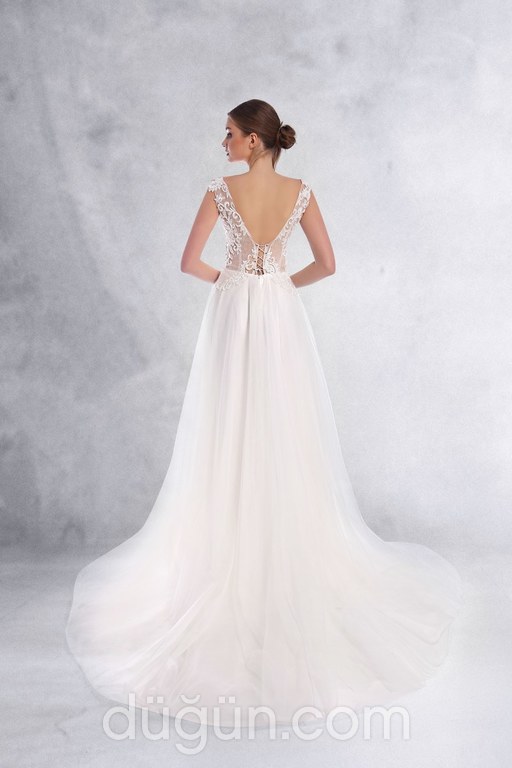 U Yaka   A Kesim Romantik U Yaka Gelinlik 1