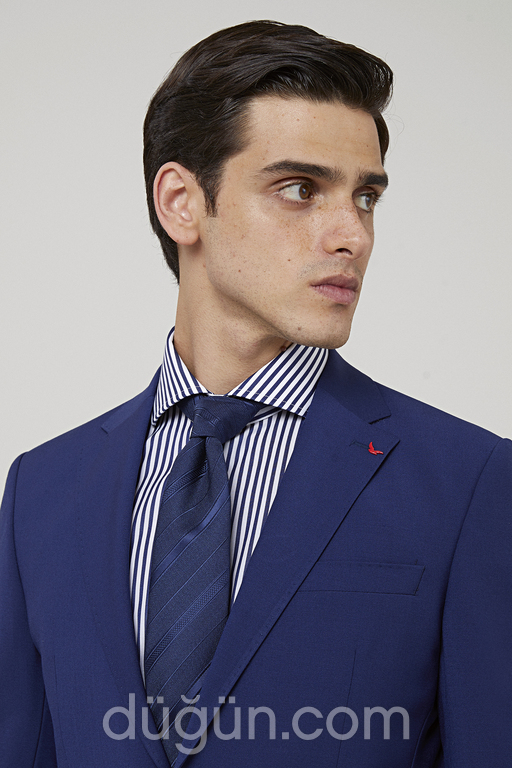 Ds Damat Slim Fit Saks Mavi Düz Travel Takım Elbise Slim Fit Saks Mavi Model 5