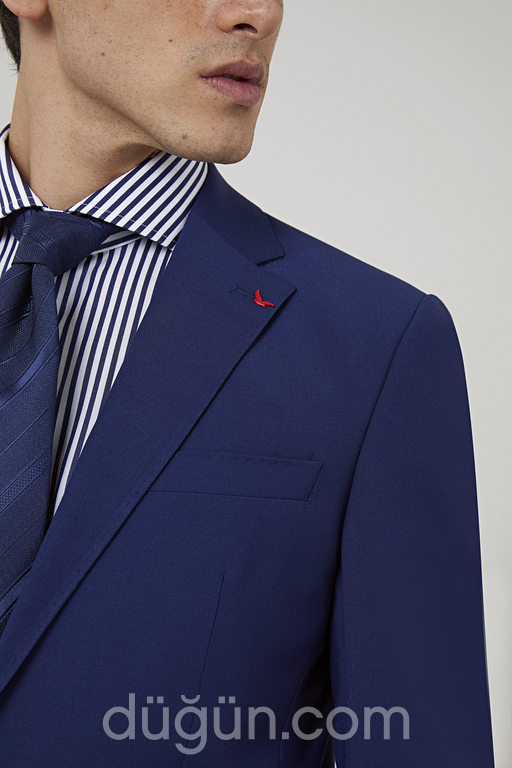 Ds Damat Slim Fit Saks Mavi Düz Travel Takım Elbise Slim Fit Saks Mavi Model 4