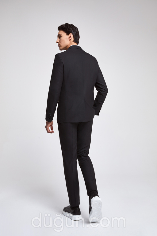 Twn Slim Fit Siyah Düz Yelekli Takım Elbise Slim Fit Siyah Model 5