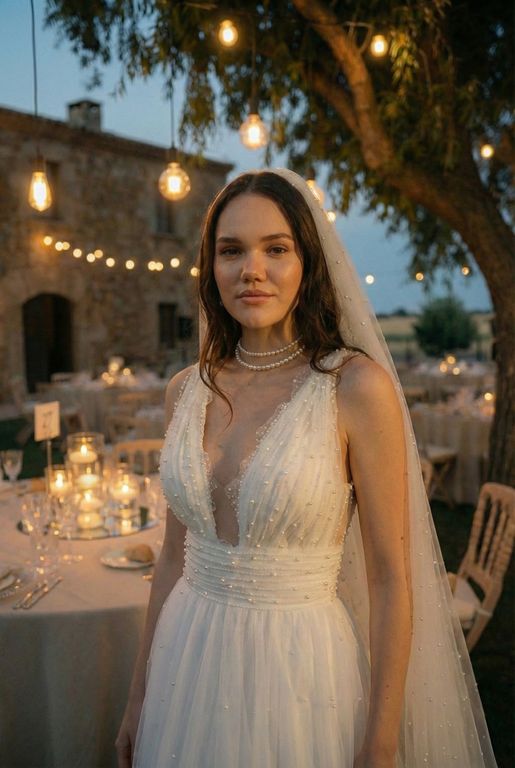 MA-1-25 Helen V Yaka Düz Kesim Gelinlik 4