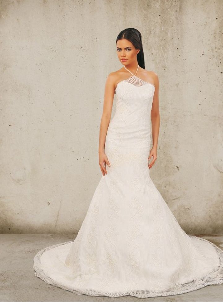 CG.KR.SDB  Balık Kesim Halter Yaka Romantik Gelinlik