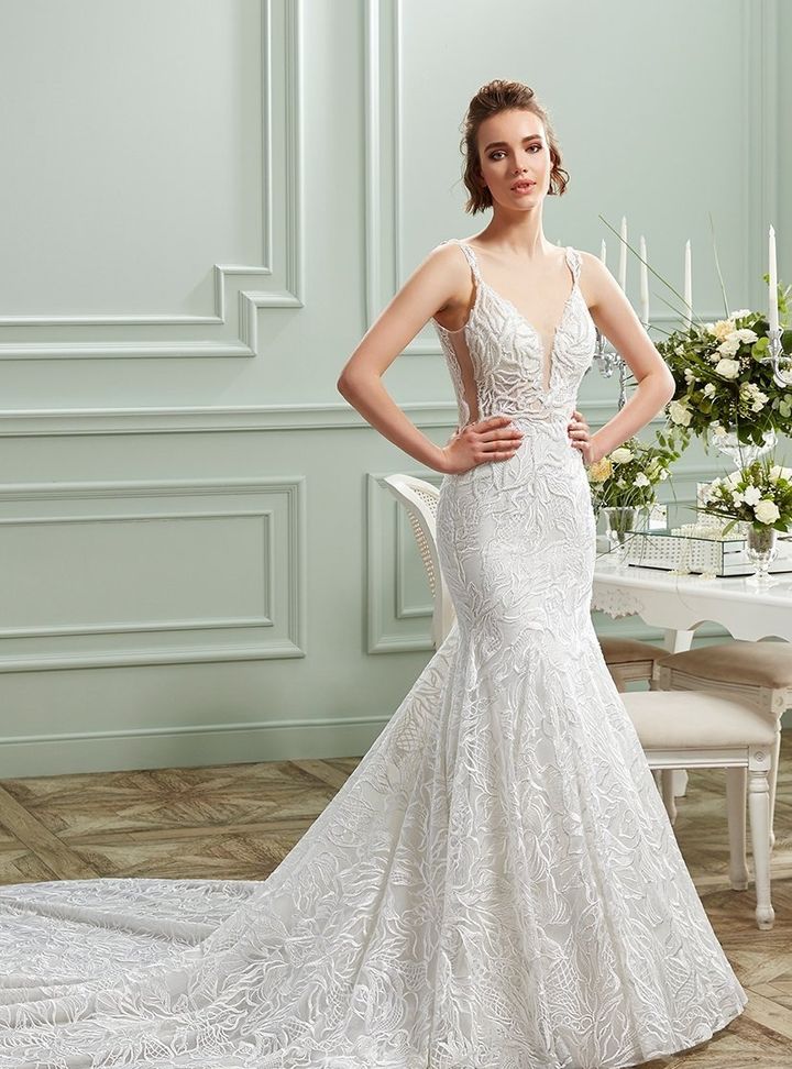 DB-112 Balık Kesim Tarlatansız Sırt Dekolteli Gelinlik