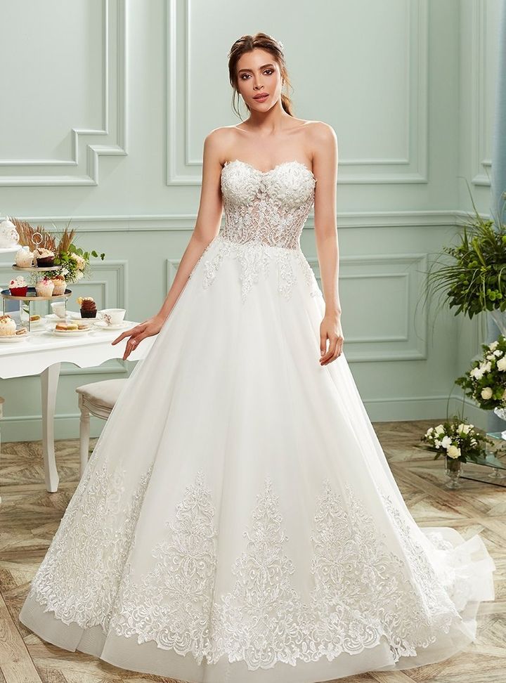 DB-110 A Kesim Bohem Straplez Gelinlik