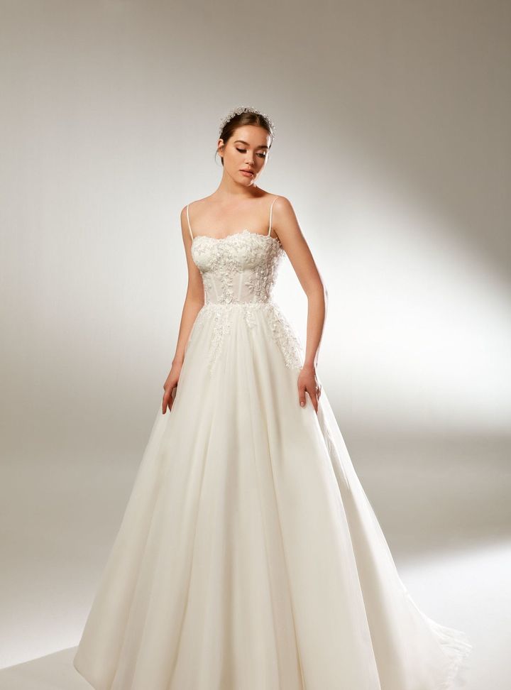 DB-60 A Kesim Helen Straplez Gelinlik