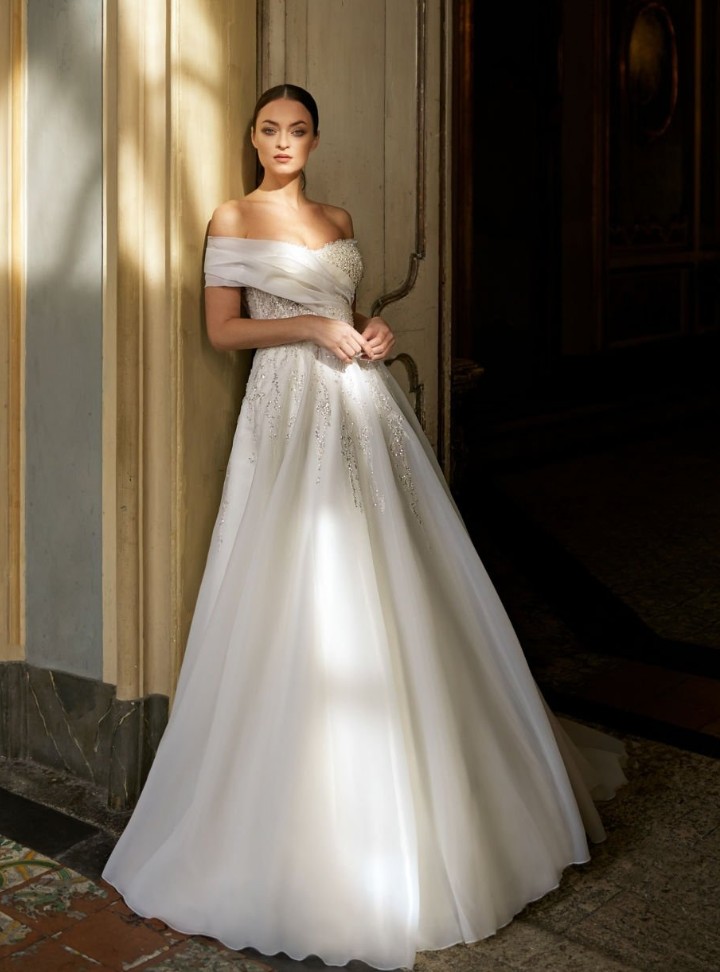 DB-33 A Kesim Bohem Kayık Yaka Gelinlik