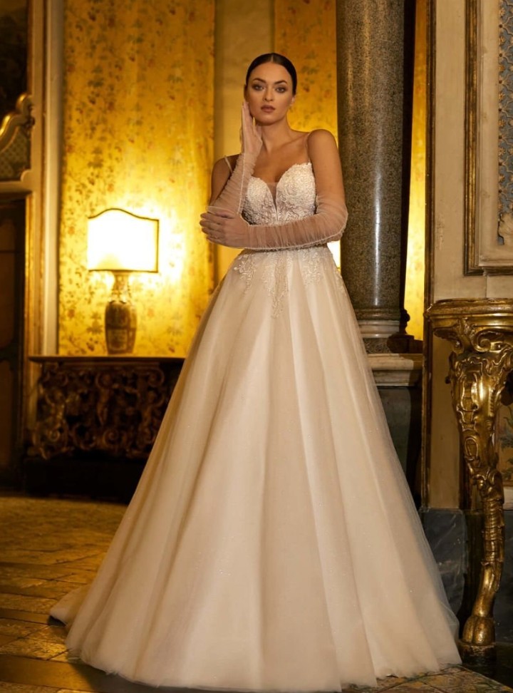 DB-27 A Kesim Straplez Vintage Gelinlik