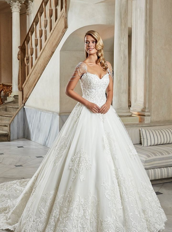 DB-121 Bohem Prenses Kesim Straplez Gelinlik