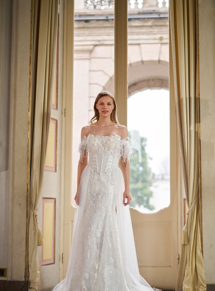 DB-18 Balık Kesim Sırt Dekolteli Göğüs Dekolteli Gelinlik