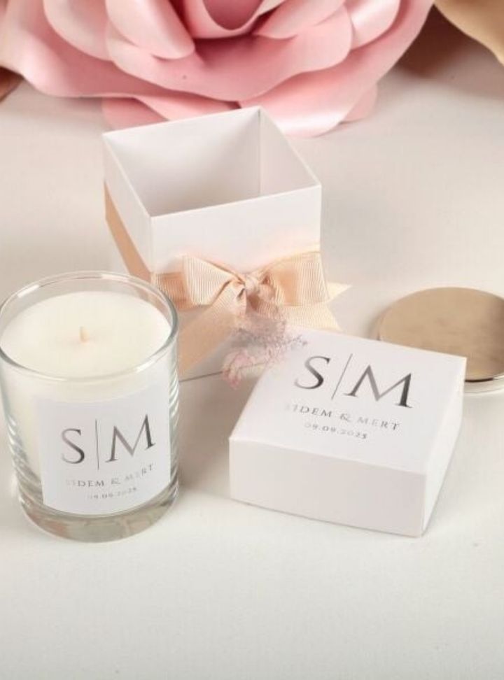 Harf Basım Detaylı Mum Hediyeliği