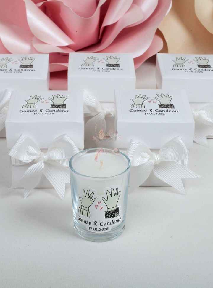 Gelin Damat El Figürlü Düğün Hediyeliği Mum Söz - Nişan Düğün Hediyelik