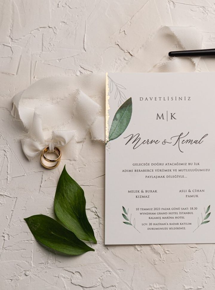 İp Detaylı Sade Davetiye 