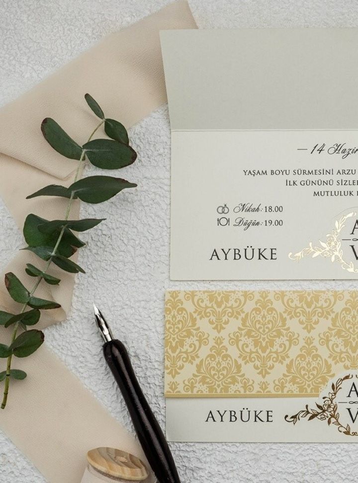Altın Varaklı Detay Davetiye 