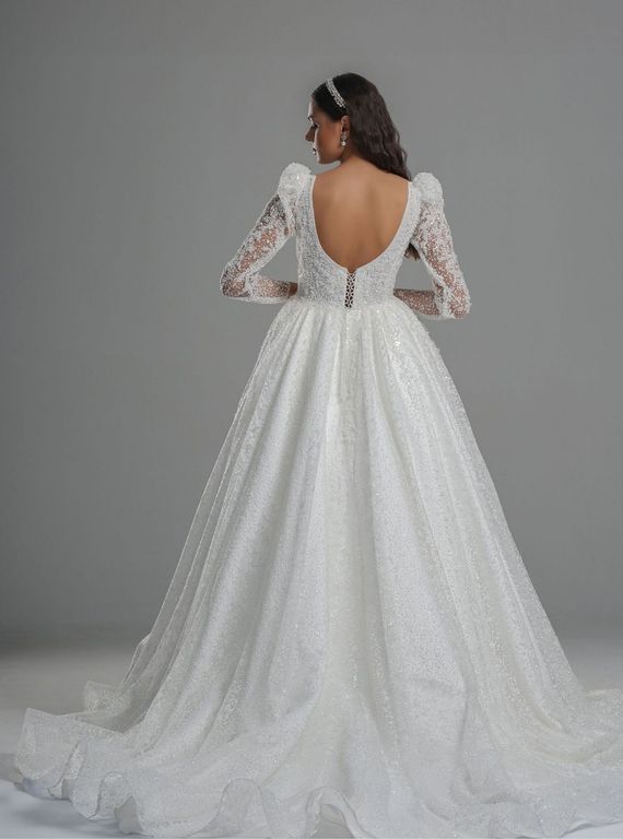 Hola Prenses Kesim Vintage V Yaka Gelinlik 2