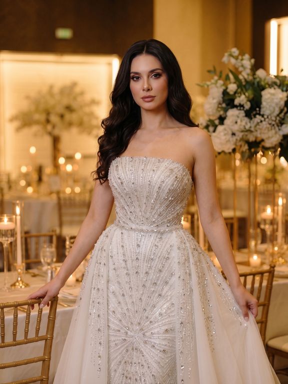 MCHC-122-25 Prenses Kesim Straplez Görkemli Gelinlik 3