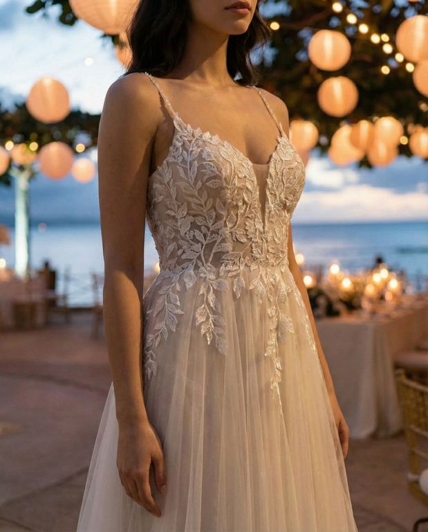 Aliko Couture - 2-25 A Kesim Sırt Dekolteli V Yaka Gelinlik 3