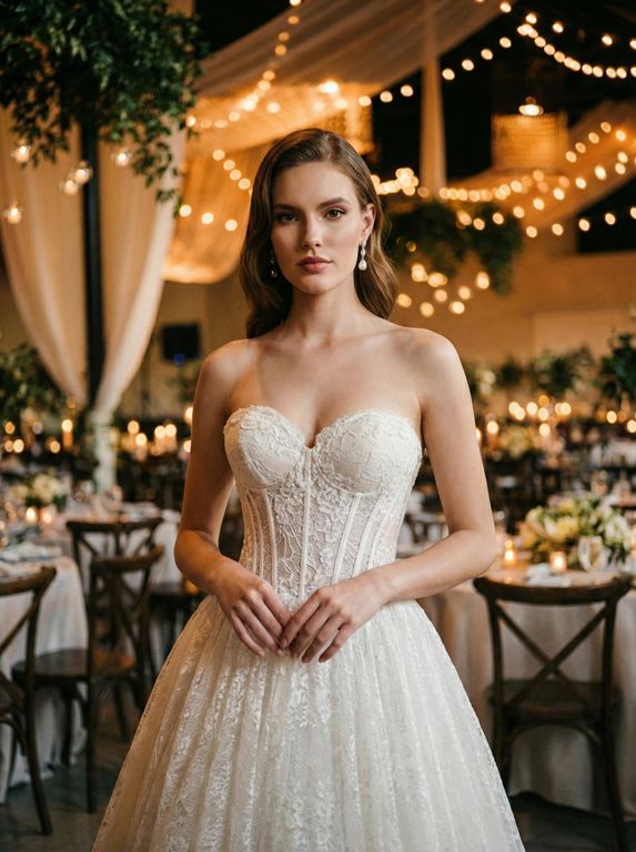 TD-10-25 Prenses Kesim Straplez Sırt Dekolteli Gelinlik 4