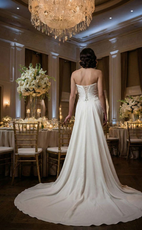 TD-16-25 Straplez Tarlatansız Sırt Dekolteli Gelinlik 4