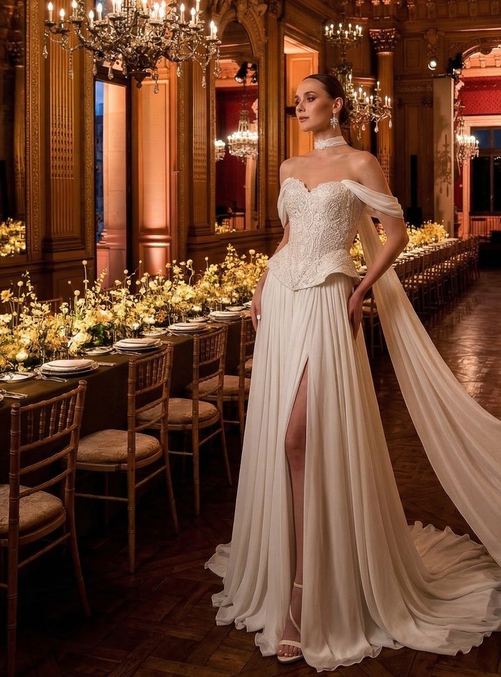 DAİ-48 A Kesim Vintage Tarlatansız Gelinlik