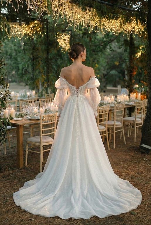 DAİ-52 A Kesim Helen Kayık Yaka Gelinlik 3