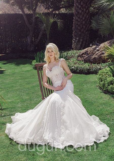 İşlemeli Dantel Gelinlik Modeli