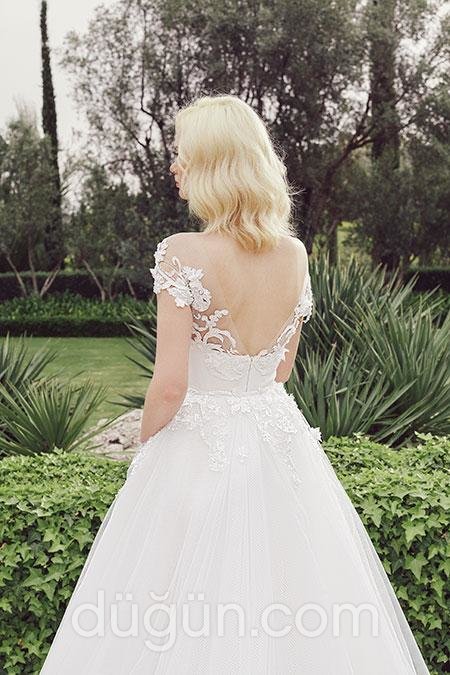 Transparan Yaka A Kesim Gelinlik