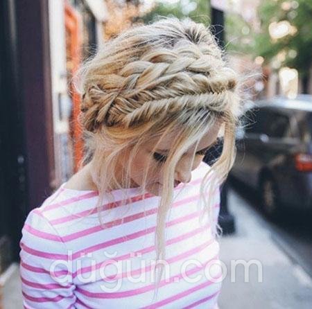 Burgulu ve Örgü Taç Gelin Saçı