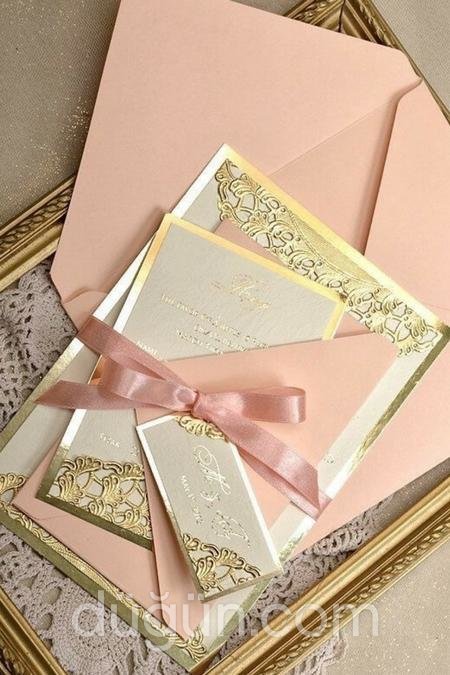 Altın Sarısı Vintage Davetiye Modeli