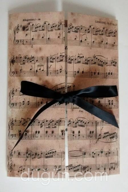 Notalı Vintage Davetiye Modeli