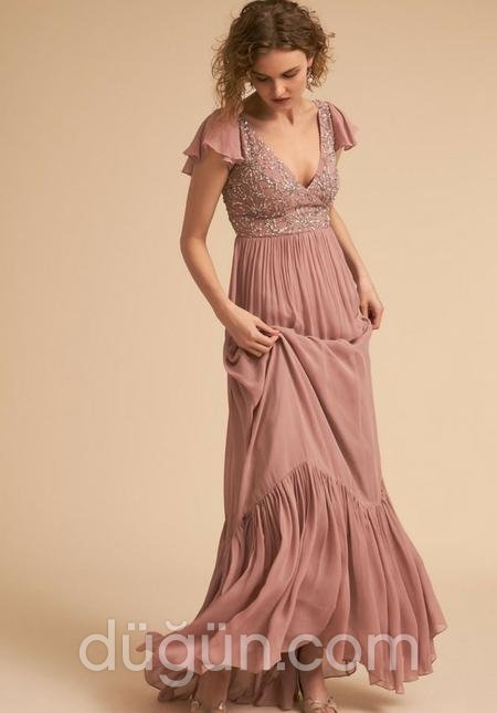 Fırfır Kollu Nedime Elbisesi