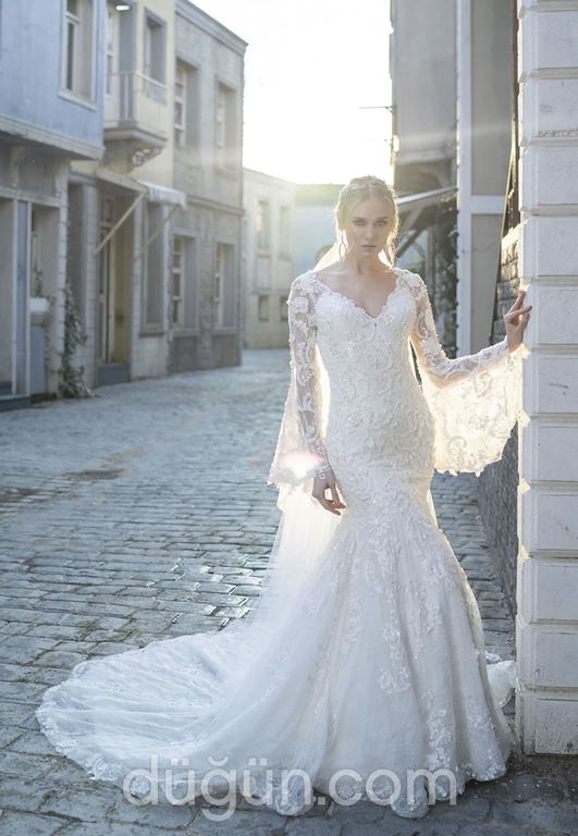 Balık Gelinlik Uzun Kol