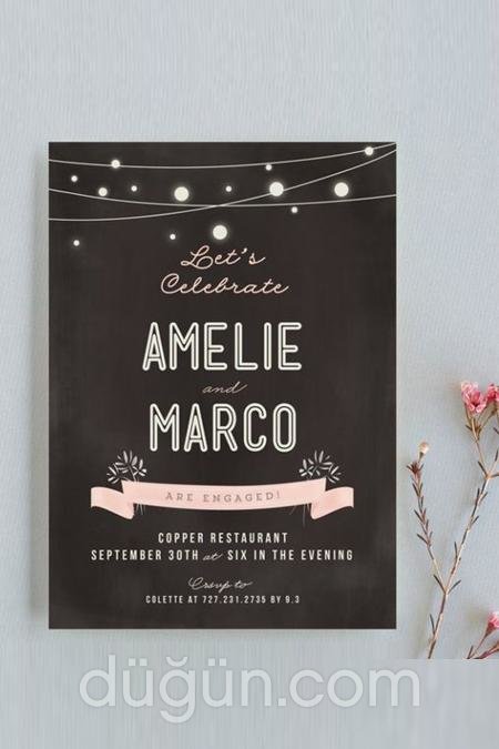 Retro Nişan Davetiyesi