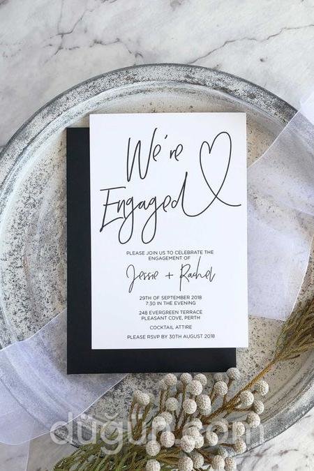 Şık Nişan Davetiyesi