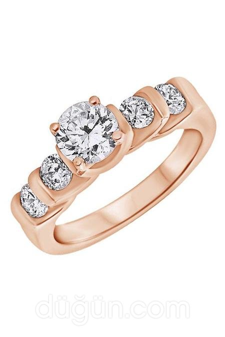 Pembe Altın Beştaş Yüzük Modeli