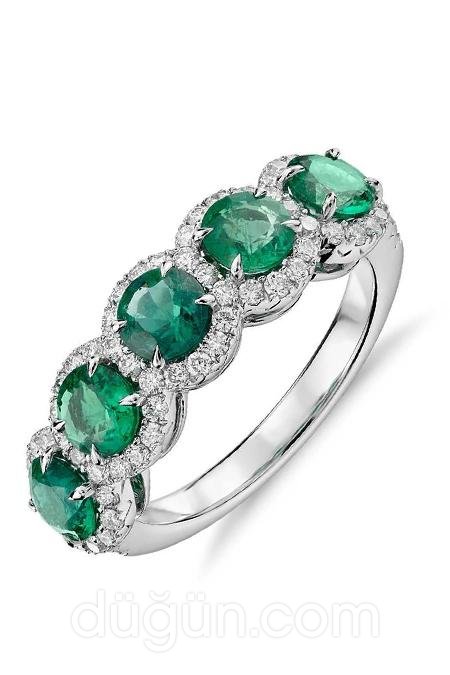 Zümrüt Taşlı Beştaş Yüzük Modeli