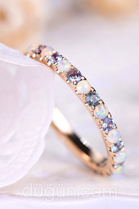 Opal Taşlı İnce Tamtur Yüzük